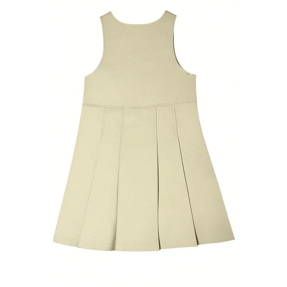 French Toast Girls Khaki Pleated School Uniform Jumper Dress Tan Size 14